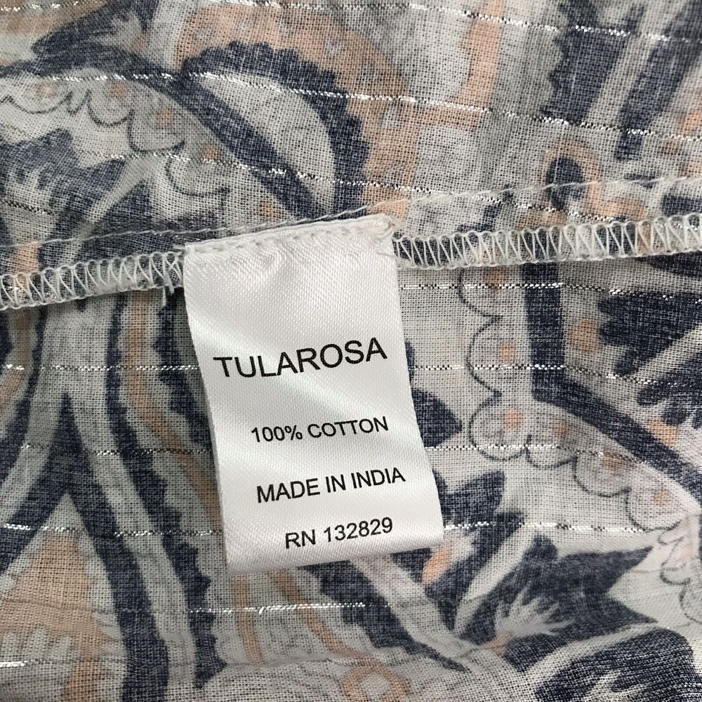 tularosa Evolette Dress XS Tiered Pom Pom Blue Paisley boho cottagecore festival - Picture 6 of 8